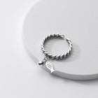 Fish Womens Shiny Twisted Band Fish-Shaped Charm Adjustable Open Ring Antique Silver R264 product image 4