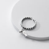 Fish Womens Shiny Twisted Band Fish-Shaped Charm Adjustable Open Ring Antique Silver R264 product image 4