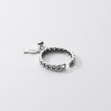 Fish Womens Shiny Twisted Band Fish-Shaped Charm Adjustable Open Ring Antique Silver R264 product image 5
