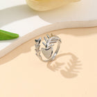 Stainless Steel Fish Bone Womens Polished Leaf Arrow Adjustable Open Ring Silver Gold R265