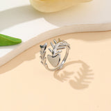 Stainless Steel Fish Bone Womens Polished Leaf Arrow Adjustable Open Ring Silver Gold R265