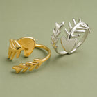 Stainless Steel Fish Bone Womens Polished Leaf Arrow Adjustable Open Ring Silver Gold R265 product image 1