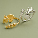 Stainless Steel Fish Bone Womens Polished Leaf Arrow Adjustable Open Ring Silver Gold R265 product image 1