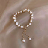 Pearl Nuggets Box Misty Rose Chain Beaded Smooth Polished Round Slider Bracelet White Gold Pink T157