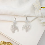 Drop Fish Baking Paint Iron Polished Glossy Dangle Earrings Silver Gold Red 2.6 in E164
