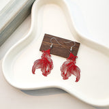 Drop Fish Baking Paint Iron Polished Glossy Dangle Earrings Silver Gold Red 2.6 in E164