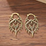 Retro Hollow Womens Polished Leaf Intricate Hoop Earrings Silver Gold 1.54 in E166