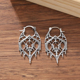 Retro Hollow Womens Polished Leaf Intricate Hoop Earrings Silver Gold 1.54 in E166