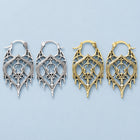 Retro Hollow Womens Polished Leaf Intricate Hoop Earrings Silver Gold 1.54 in E166 product image 1