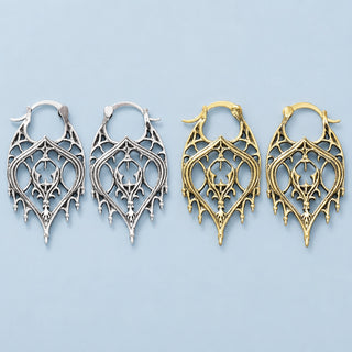 Retro Hollow Womens Polished Leaf Intricate Hoop Earrings Silver Gold 1.54 in E166 product image 1