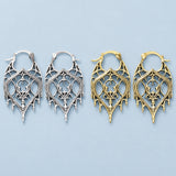 Retro Hollow Womens Polished Leaf Intricate Hoop Earrings Silver Gold 1.54 in E166 product image 1