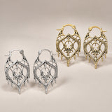 Retro Hollow Womens Polished Leaf Intricate Hoop Earrings Silver Gold 1.54 in E166 product image 2