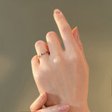 Stone Rainbow Tourmaline Bead Round Size 6-8 Circular Small Spacer Beaded Ring Gold R267 product image 9