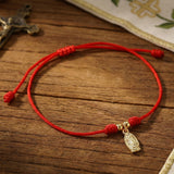 Stainless Steel Virgin Mary Womens Smooth Oval Knot Charm Bracelet Gold Red 11.02 in T159 product image 3