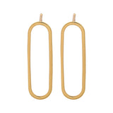 18K Gold-Plated Oval Pin Polished Shiny Rectangular Loop Stud Earrings 0.79 in E174 product image 4