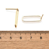 18K Gold-Plated Oval Pin Polished Shiny Rectangular Loop Stud Earrings 0.79 in E174 product image 5