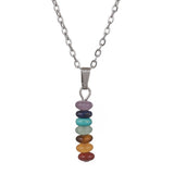 Stainless Steel Gemstone Disc Smooth Polished Pendant Necklace Silver 17.8 in N157 product image 1