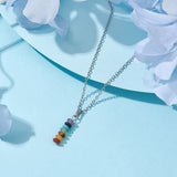 Stainless Steel Gemstone Disc Smooth Polished Pendant Necklace Silver 17.8 in N157 product image 2