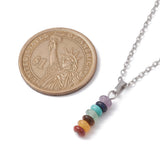 Stainless Steel Gemstone Disc Smooth Polished Pendant Necklace Silver 17.8 in N157 product image 3