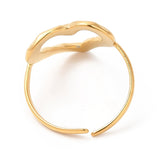 18K Gold-Plated Stainless Steel Heart Womens Polished Textured Shiny Adjustable Open Cuff Ring R270 product image 3