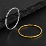 18K Gold-Plated Stainless Steel Textured Wide Size 7 Surface Pattern Ring Silver 1mm R271 product image 1