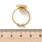 18K Gold-Plated Stainless Steel Shell Flat Round Womens Polished Textured Oval Adjustable Cuff Ring R272 product image 5
