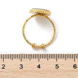 18K Gold-Plated Stainless Steel Shell Flat Round Womens Polished Textured Oval Adjustable Cuff Ring R272 product image 5