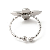 Stainless Steel Womens Polished Shiny Central Spherical Element Wings Adjustable Open Cuff Ring Silver R273 product image 3