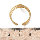 18K Gold-Plated Stainless Steel Enamel Horse Eye Polished Textured Oval Rope Adjustable Cuff Ring White R276 product image 4