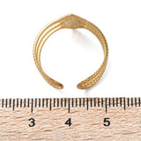 18K Gold-Plated Stainless Steel Enamel Horse Eye Polished Textured Oval Rope Adjustable Cuff Ring White R276 product image 4