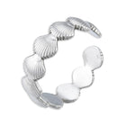 18K Gold-Plated Stainless Steel Shell Matte Textured Adjustable Open Cuff Ring Silver R277