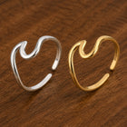 18K Gold-Plated Stainless Steel Ocean Womens Smooth Shiny Adjustable Cuff Ring Silver R278 product image 2