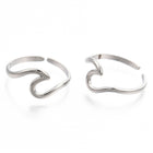 18K Gold-Plated Stainless Steel Ocean Womens Smooth Shiny Adjustable Cuff Ring Silver R278