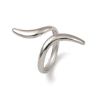 Stainless Steel Twist Polished Shiny Star Interlocking Loops Forming Shape On Top Adjustable Open Cuff Ring Silver R279