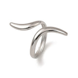 Stainless Steel Twist Polished Shiny Star Interlocking Loops Forming Shape On Top Adjustable Open Cuff Ring Silver R279