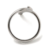 Stainless Steel Twist Polished Shiny Star Interlocking Loops Forming Shape On Top Adjustable Open Cuff Ring Silver R279