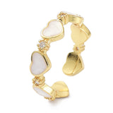18K Gold-Plated Cubic Zirconia Heart Micro Pave Round Polished Adjustable Cuff Ring R280 product image 1