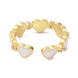 18K Gold-Plated Cubic Zirconia Heart Micro Pave Round Polished Adjustable Cuff Ring R280 product image 3