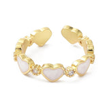 18K Gold-Plated Cubic Zirconia Heart Micro Pave Round Polished Adjustable Cuff Ring R280 product image 4