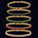 18K Gold-Plated Cubic Zirconia Sea Link Chain Smooth Tennis Bracelet Green Black T166 product image 1