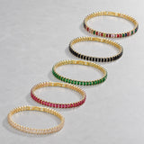 18K Gold-Plated Cubic Zirconia Sea Link Chain Smooth Tennis Bracelet Green Black T166 product image 2