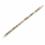 18K Gold-Plated Cubic Zirconia Sea Link Chain Smooth Tennis Bracelet Green Black T166