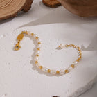 18K Gold-Plated Stainless Steel Pearl Rice Seashell Color Smooth Polished Matte Round Square Lobster Clasp Beaded Bracelet