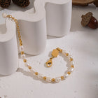 18K Gold-Plated Stainless Steel Pearl Rice Seashell Color Smooth Polished Matte Round Square Lobster Clasp Beaded Bracelet