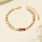 Oval Virgin Mary Chain Religious Link Womens Bracelet Red Green Gold Silver T163 product image 3
