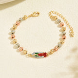 Oval Virgin Mary Chain Religious Link Womens Bracelet Red Green Gold Silver T163 product image 3