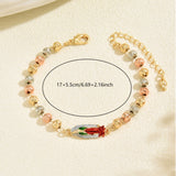 Oval Virgin Mary Chain Religious Link Womens Bracelet Red Green Gold Silver T163 product image 5