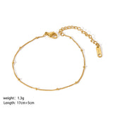 18K Gold-Plated Stainless Steel Titanium Box Polished Shiny Oval Square Chain Bracelet 6.75 in T164