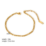 18K Gold-Plated Stainless Steel Titanium Box Polished Shiny Oval Square Chain Bracelet 6.75 in T164