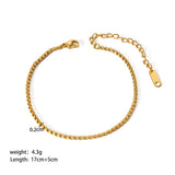 18K Gold-Plated Stainless Steel Titanium Box Polished Shiny Oval Square Chain Bracelet 6.75 in T164